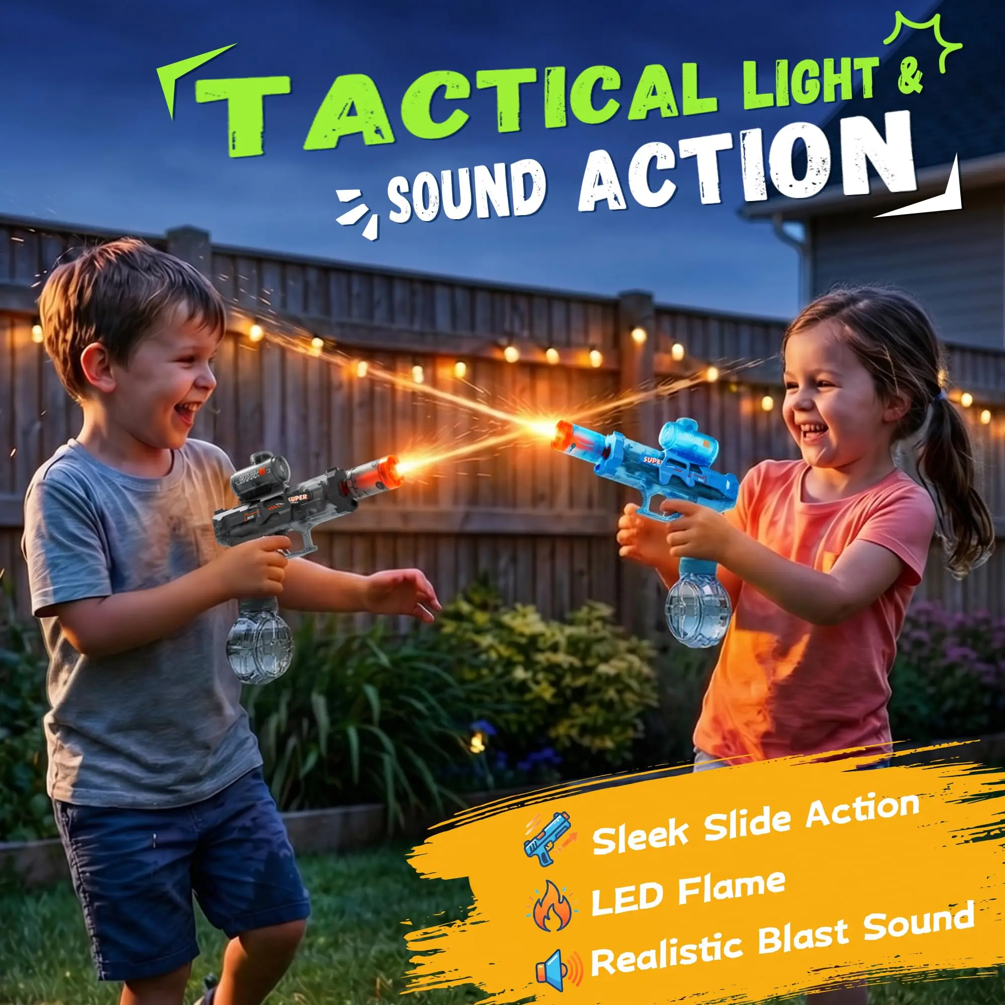 Electric Water Gun for Kids, Automatic Squirt Gun with Light & Rechargeable Water Blaster for Outdoor Summer Pool Beach Toys
