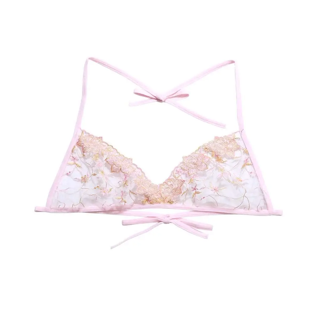 قابل للتعديل الأشرطة شفافة زهرة مفتوحة الظهر ضمادة جنسي الملابس الداخلية المطرزة الملابس الداخلية حمالات الصدر النسائية