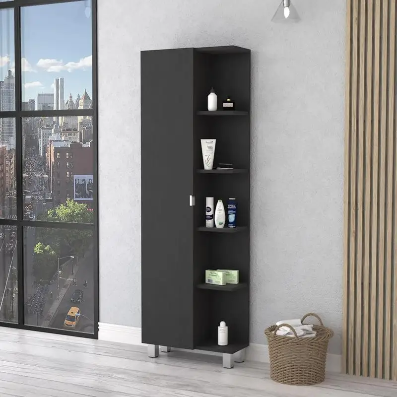 

Five-Shelf Linen Cabinet with Storage Divisions, Stylish and Functional Organization for Any Room