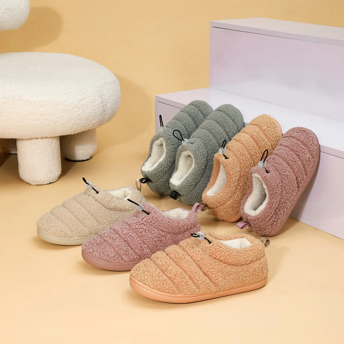 

Unisex Winter Cozy Plush Slippers Soft Fleece Lining Warm Indoor Outdoor Anti Slip Thick Home Shoes Comfortable Furry Footwear