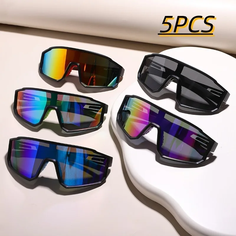 

5pcs Fashionable and trendy large frame unisex outdoor cycling sunglasses can be worn for daily outings