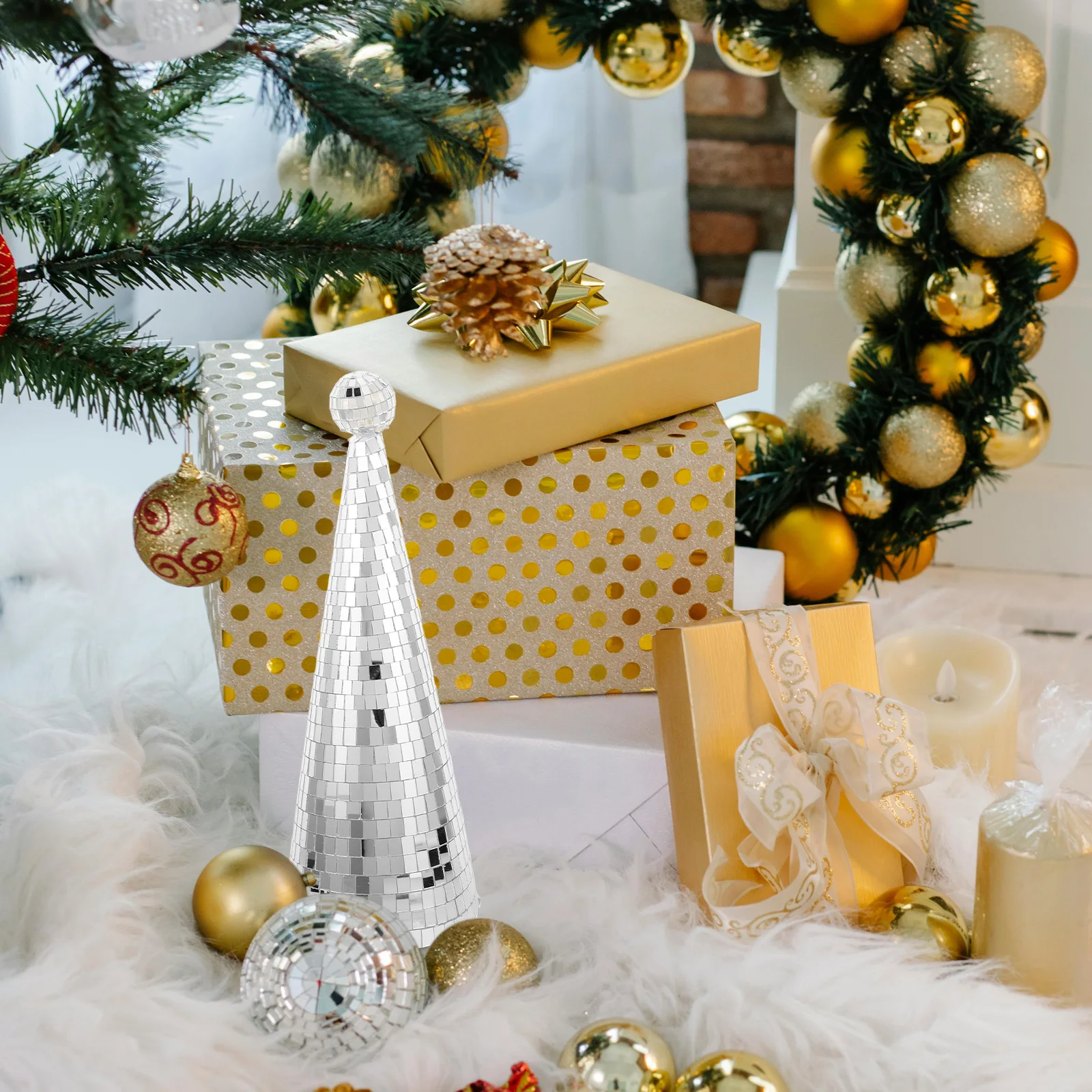 

1pcs Christmas Decor Mirror Xmas Tree Glass Disco Xmas Tree Party Decoration Disco Holiday Decoration Party Home Bar Room Decor