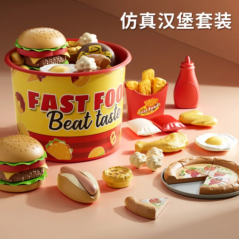 Set Simulatie Maken Hamburger Pizza Frietjes Fantasiespel Voedsel Koken Snijspel Montessori Interactief Kind Keuken Speelgoed Cadeau
