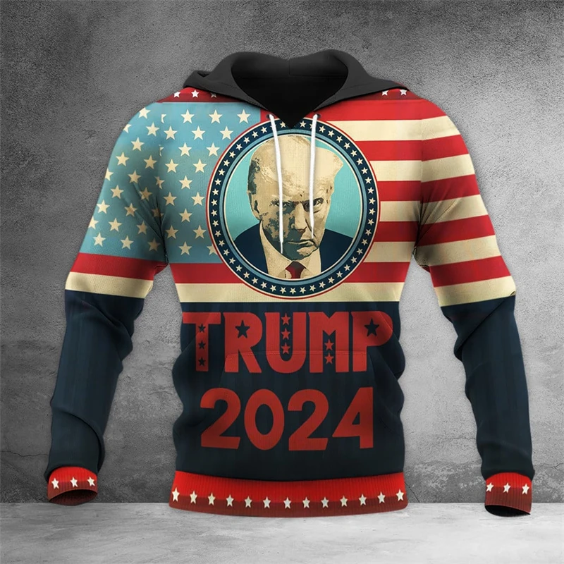 Make America Great Again Donala Trump Printed Hoodies 2024 Trump Election Street Keep A Merica Great Trump Sweatshirts Pullovers