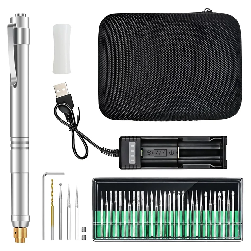 NEW-Electric Micro Engraving Pen USB Chargeable Cordless Rotary Tools,37000 PRM And Low Noise For Wood Stone Jewelry