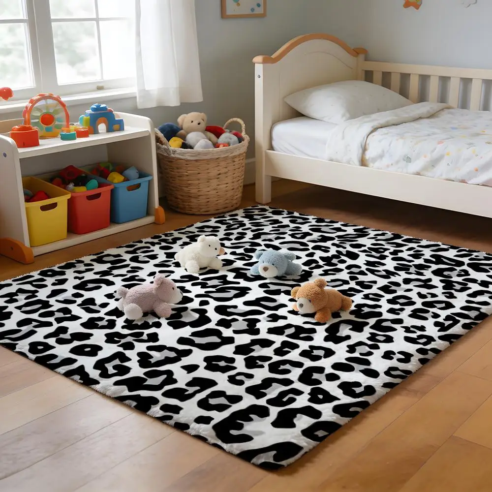 

Floor Mat Soft Flannel Rug Non-Slip Absorbent Mat for Bathroom Bedroom Home Decor New Fashion Leopard Print Diy Girls