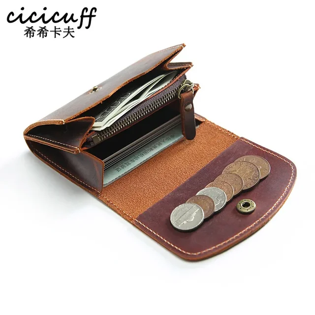 Ręcznie robiony portfel w stylu vintage męski Crazy Horse skórzane portmonetki etui moda mały portfel znanej marki damskie krótkie etui na karty