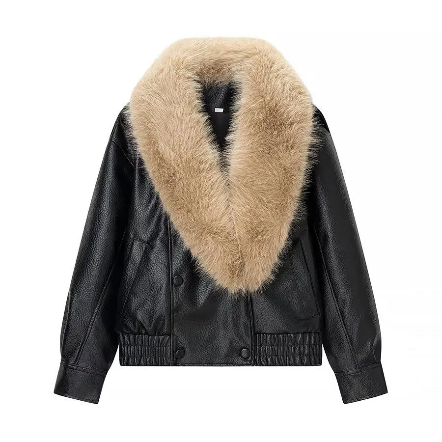 Faionable Detachable Leather Jaet Women's Simple Sli Autumn New Arrival ZR ZA Women's Clothing Versatile Polyester Fiber