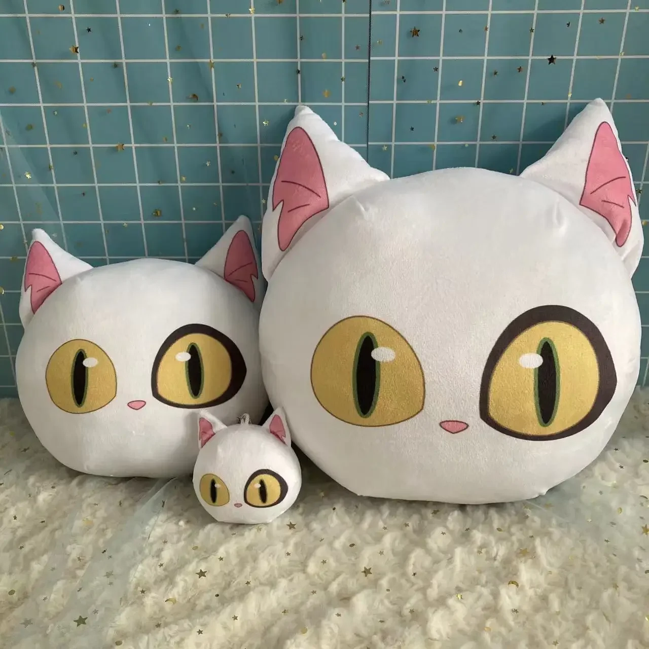 Animation Derivatives Iwato Suzume Munakata Sōta White Cat Ball Mini Pillow with Ear Pendant Kawaii Exquisite Gift for Friend