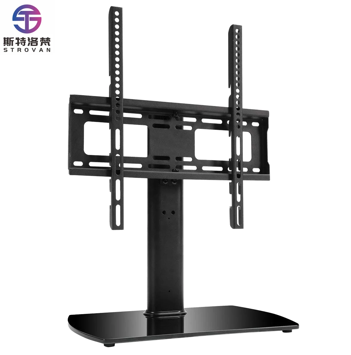 

Modern Farmhouse Living Room TV Stand Universal Tempered Glass with Heavy Duty Base for Flat Screens Tabletop TV Stand