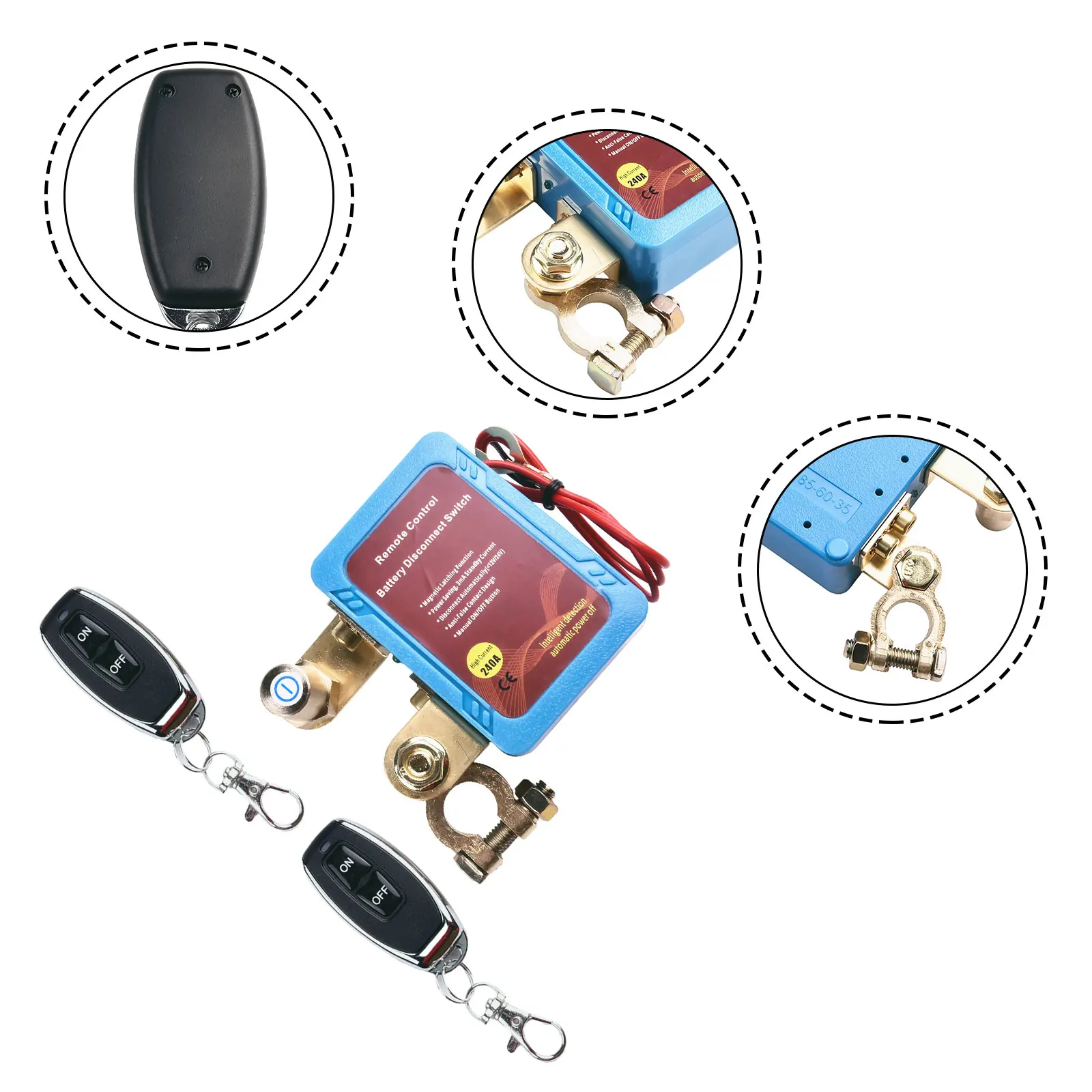 

Car Remote Battery Disconnect Switch 12V 240A Car Remote Battery Disconnect Switch Automatic Power Shut Off Switch Accessories