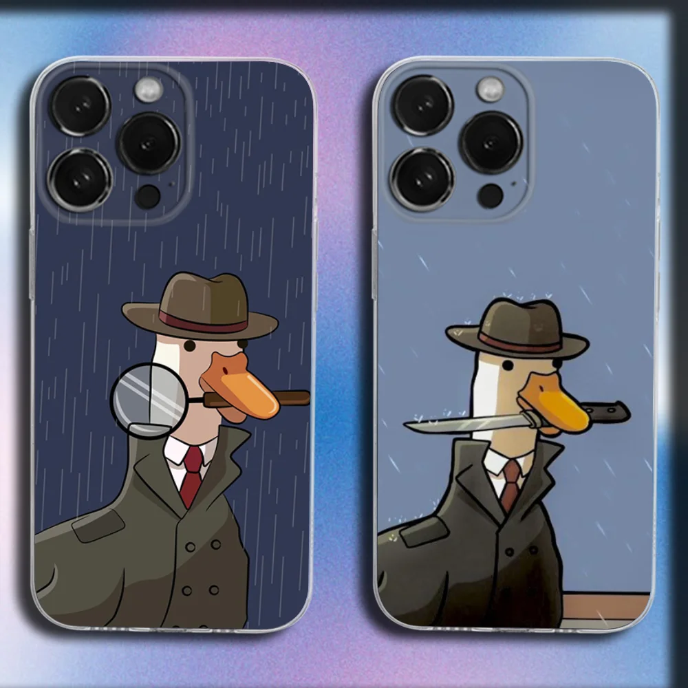 

Doubt Duck Cartoon Phone Case For iPhone 16,15,14,13,12,11 Plus,Pro,Max,XR,XS,X,Plus,SE,Mini Transparent Soft Cover