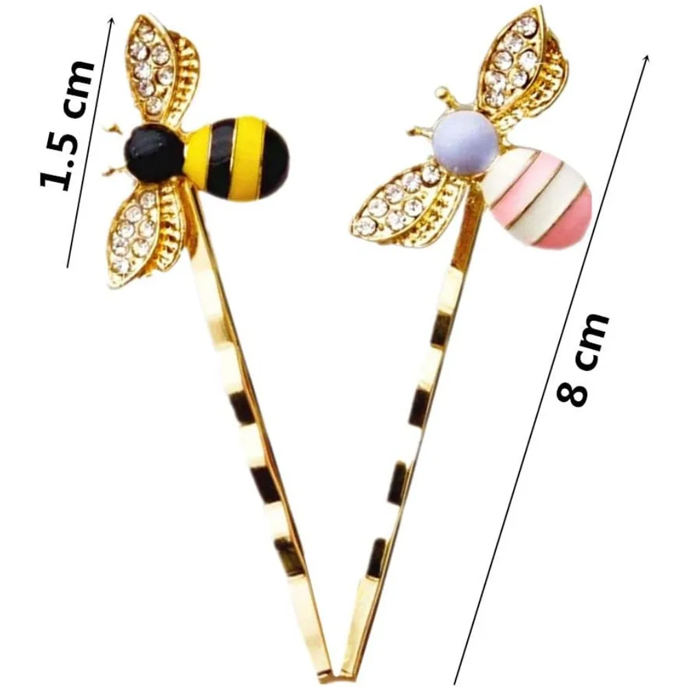 6 Pcs  Pins Cute Little Bee Decorative Hair Clips Curved MetalGrips for All Short and Long