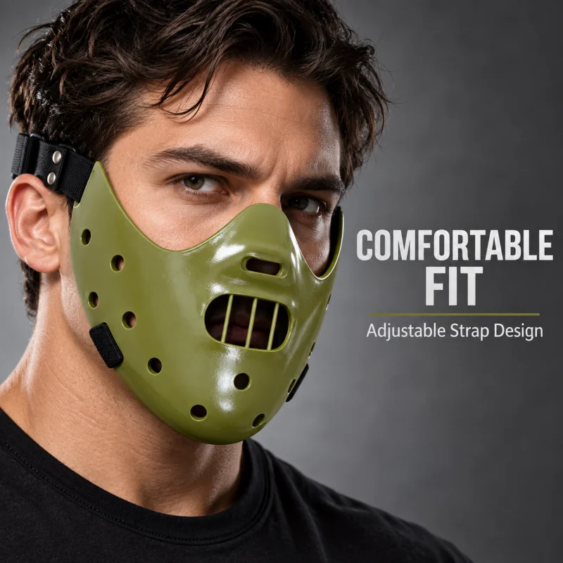 Hannibal Masks  Resin Horror Face Mask Halloween Cosplay Costume Scary Half Face Mask Party Masquerade Prop for Adults