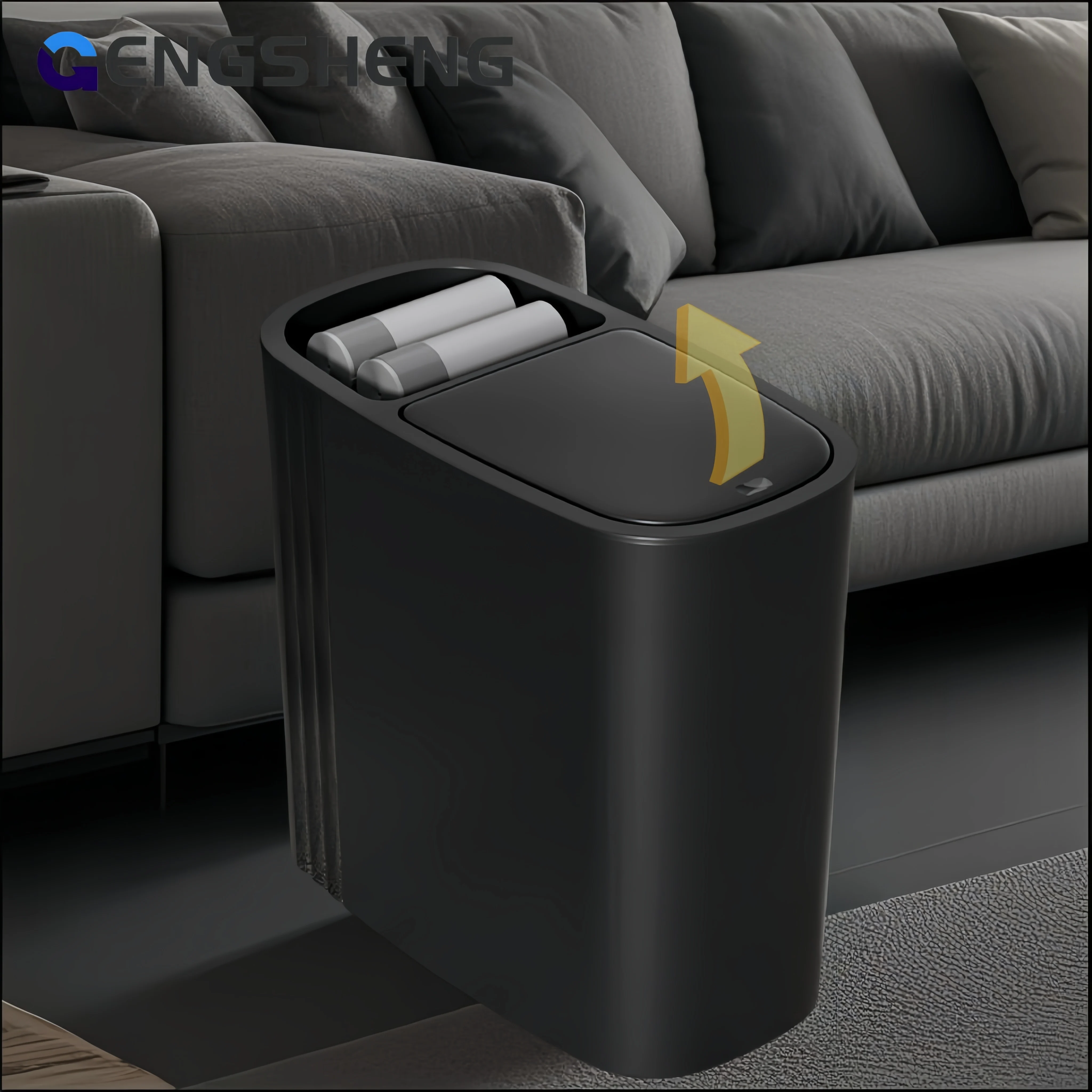 

13L Kitchen Trash Can，Garbage Can for Cabinet Under Sink Waste Garbage Compost Bin, Kitchen Accessories, with Lid, Narrow Design