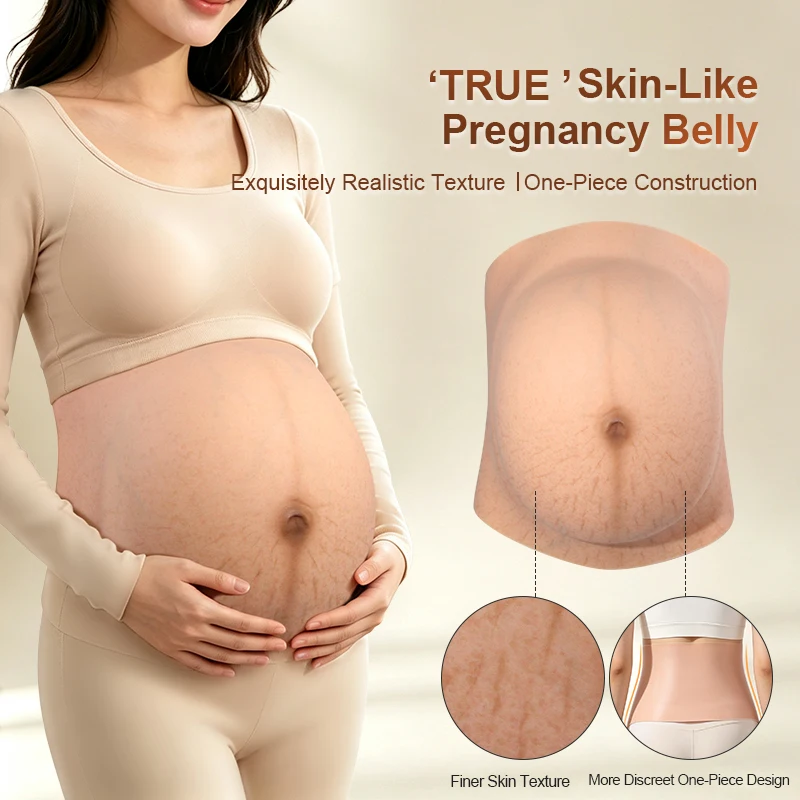 Realistic Silicone Fake Belly With Stretch Marks Pregnancy Simulation For Photo/Video Maternity Cosplay Movie Props