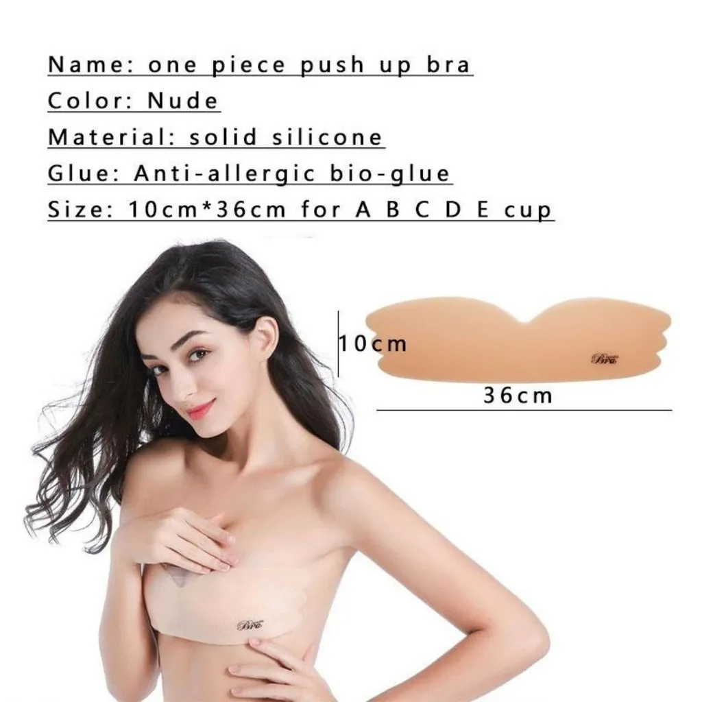 Nastro per capezzoli riutilizzabile adesivo per seni di un pezzo reggiseno Push-Up in Silicone senza cuciture per le donne