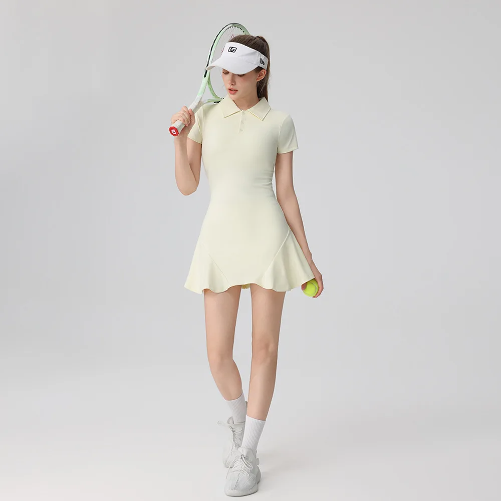 Sports Tennis Suit Short-sleeved Dress Women's Chest Pads Shorts Slim Polo Collar Golf Suit
