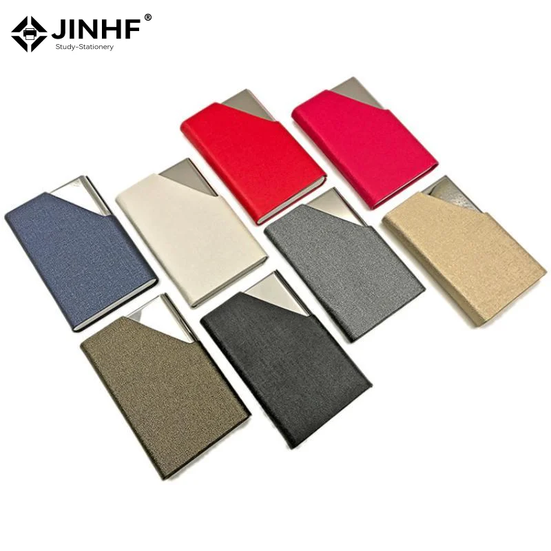 Premium PU Leather & Metal Business Card Holder Slim Design Multiple Colors Perfect For Business Office Daily Use