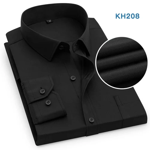 Imagen 2 del producto Camisas de vestir clásicas de manga larga para hombre, camisa Formal de negocios Social, diseño básico Simple, camisa informal blanca para trabajo y oficina, ropa para hombre