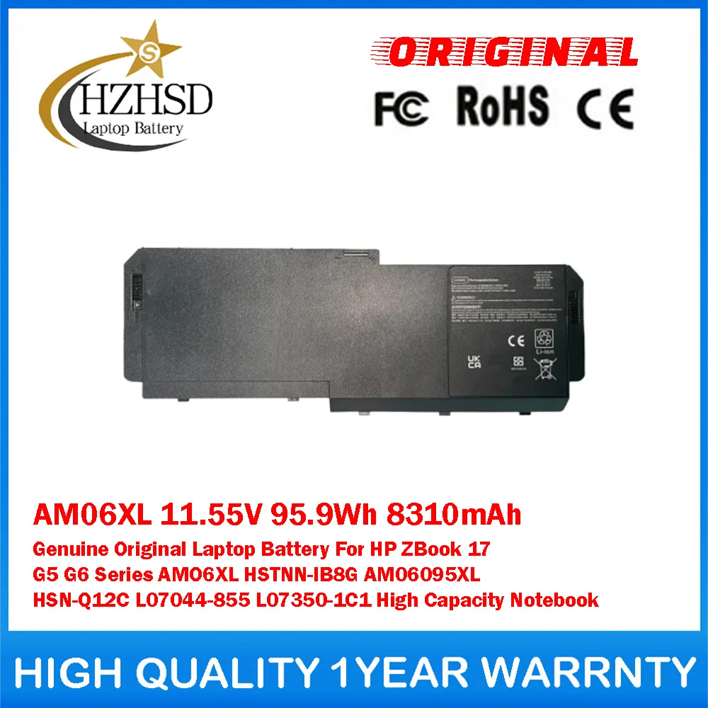 

AM06XL 11.55V 95.9Wh 8310mAh Genuine Original Laptop Battery For HP ZBook 17 G5 G6 Series AMO6XL HSTNN-IB8G AM06095XL HSN-Q12C