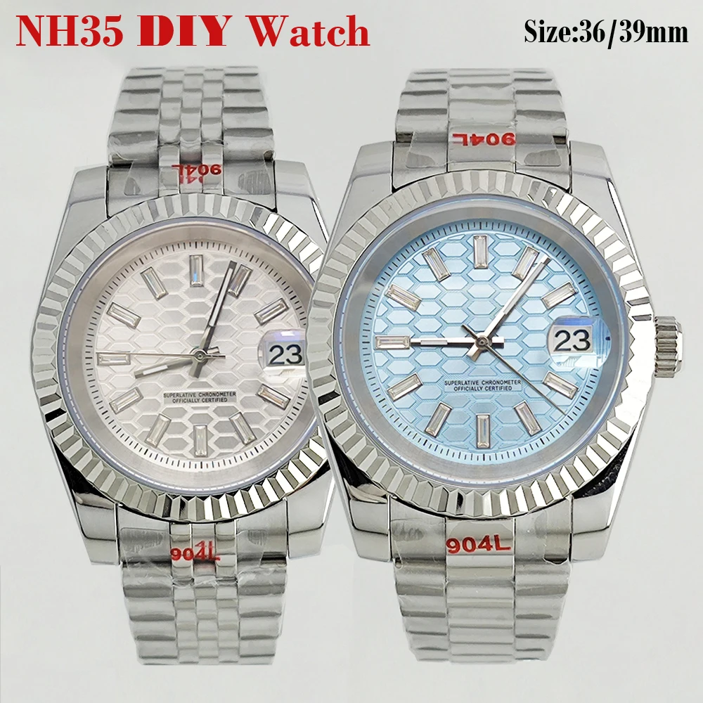 FAI DA TE NH35 36mm/39mm Honeycomb Texture Migliorata Nuovo Orologio Zaffiro Automatico Oyster NH35/36 Movimento Automatico Orologio