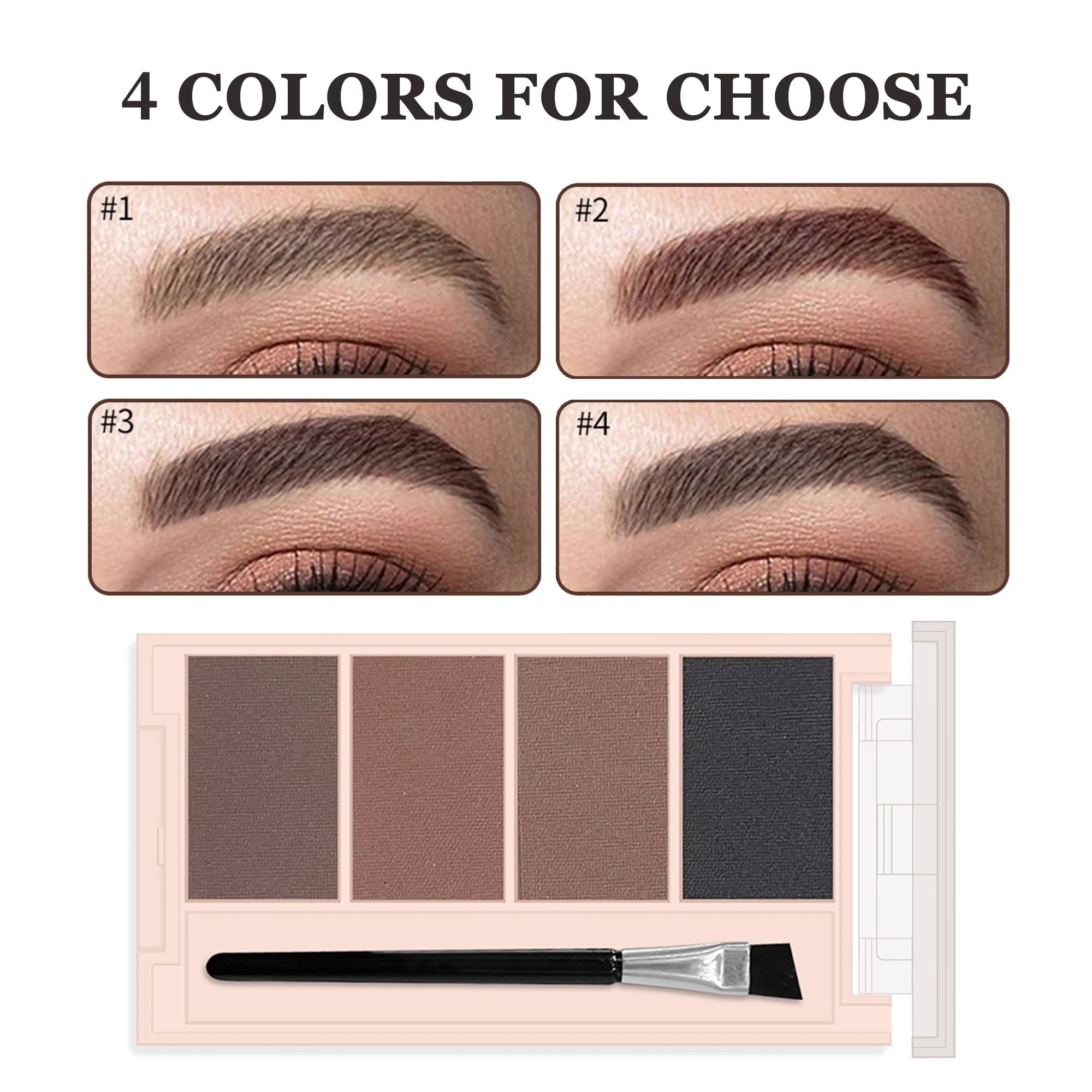 4-color Eyebrow Powder Palette With Eyebrow Brush - Natural Long-Lasting Eyebrow Powder Eyebrow Shape Waterproof and Sweat-proof