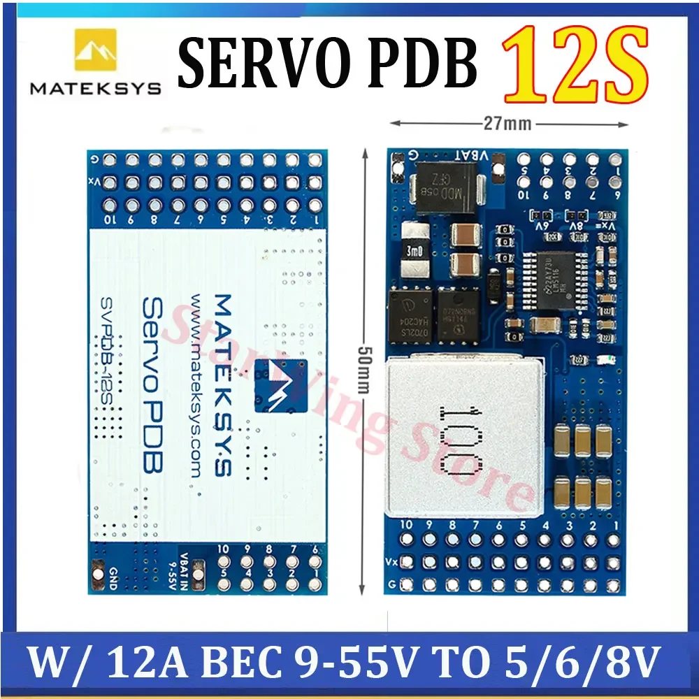 MATEK SVPDB-12S SERVO PDB with 12A BEC 9-55V TO 5/6/8V Power Distribution Board for RC Airplane Fixed-Wing Servo DIY Parts