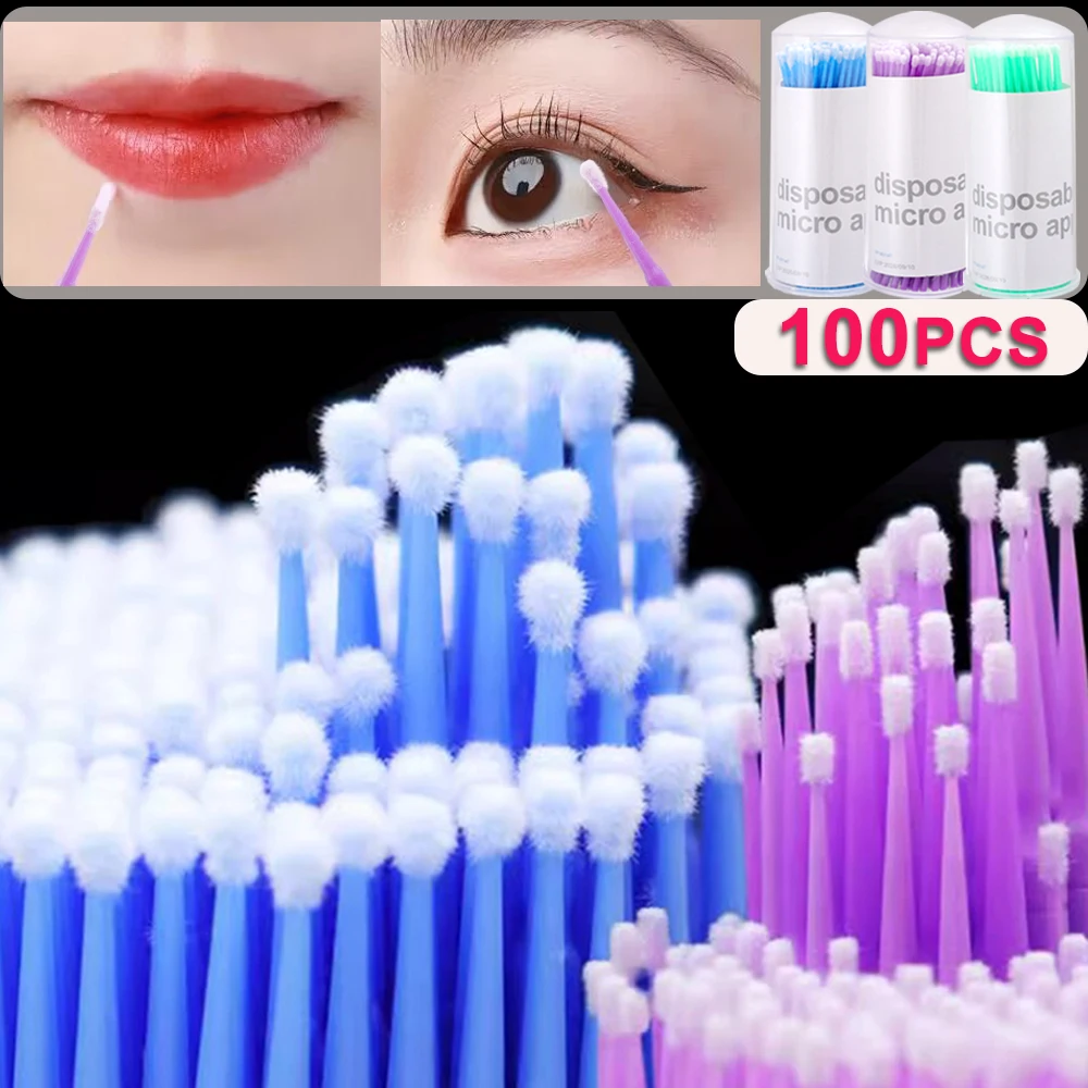 100 szt. Jednorazowy MicroBrush do rzęs wacik Eyeliner do ust tusz do rzęs szczotki do czyszczenia pojedynczy aplikator narzędzia do makijażu