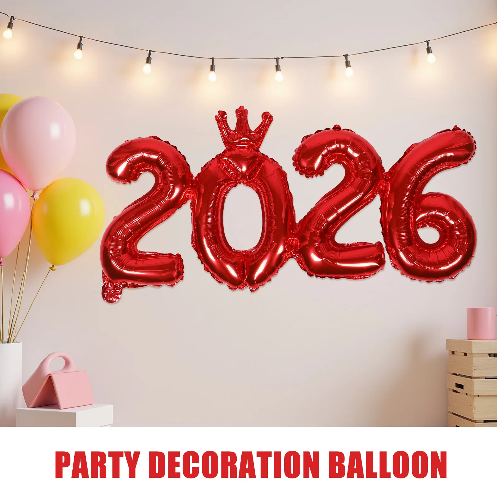 

6pcs Decorative Number Balloons 33.8X15.3Inch Red Foil Party Balloons For New Year Eve Graduation Birthday Festival Celebration