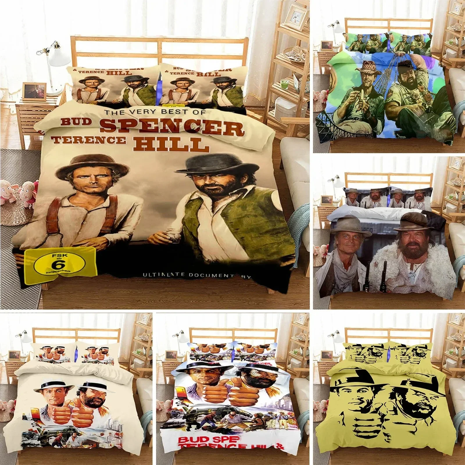 

Bud Spencer Terence Hill Bedding Set Pillowcase Band Duvet Cover Double Twin Full Queen King Adult Kids Bedclothes Quilt Cover