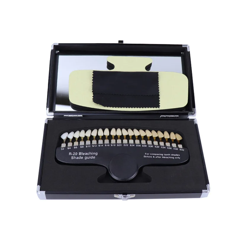 Dental Shade Guide 20 Colors Mirror Shade Chart Veneer Color Matching Tool For Oral Aesthetic Comparison