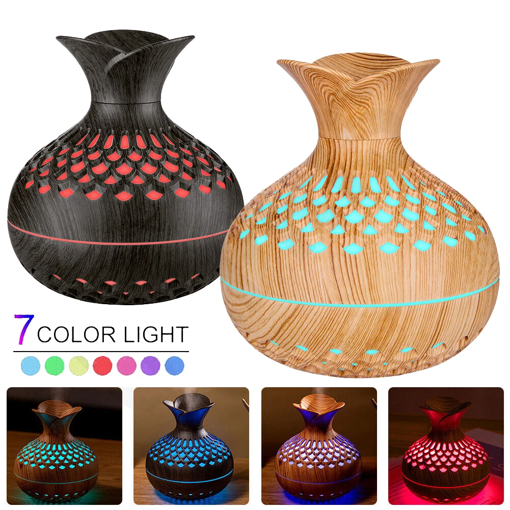 

Air Freshener Aroma Humidifier Air Purification Compact And Portable Flower Vase Home Office Night Light Flower Wood Grain