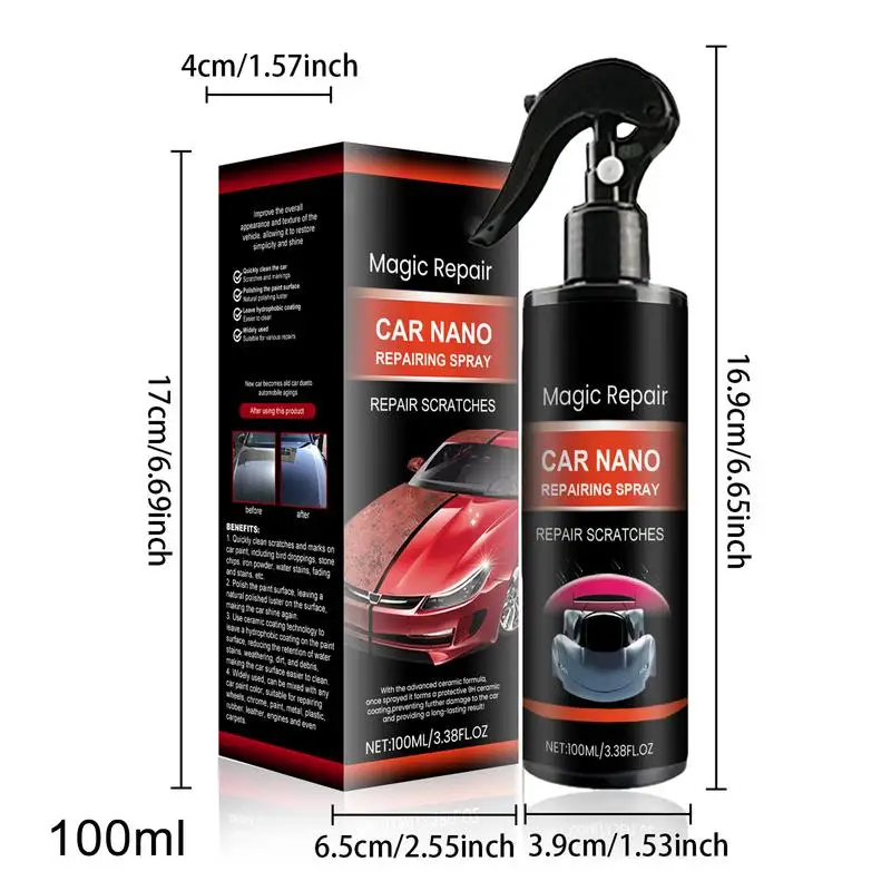 Revêtement de pulvérisation hydrophobe pour voitures, réparation automatique, outil de livres automobiles, berline, mini voiture, montres, SUV, 100ml