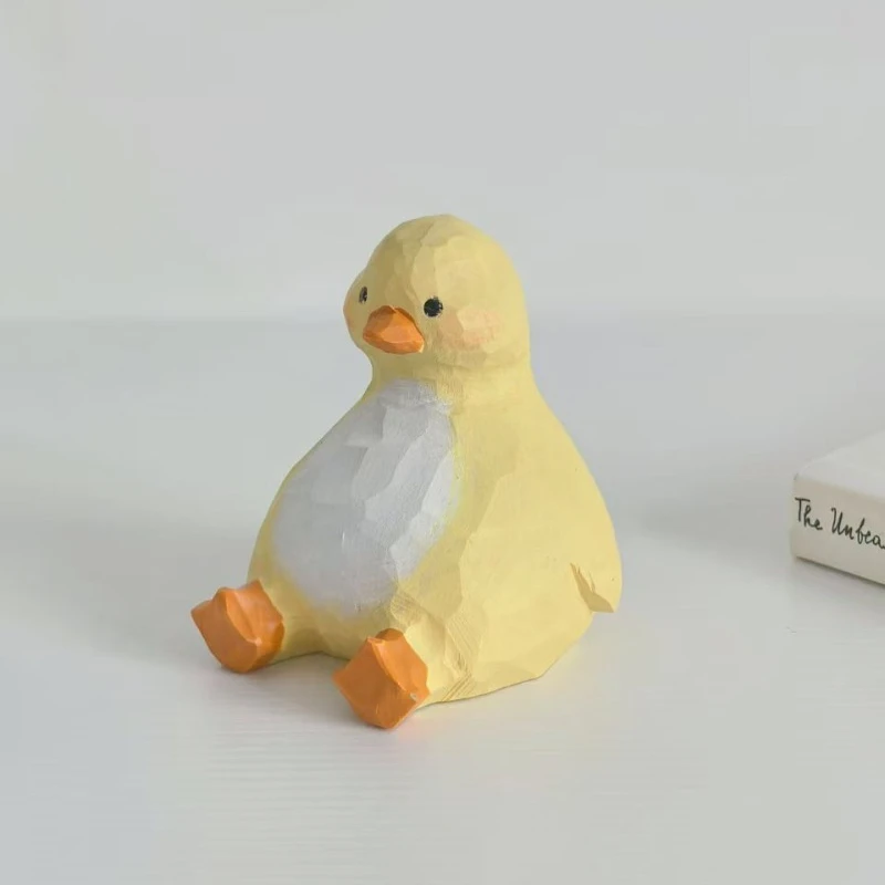 مجموعة البطريق الممتلئة منحوتة يدويًا من الخشب الحرفي لتزيين السيارة هدية مهرجان الجدة للتماثيل الخشبية المصنوعة يدويًا لصديق