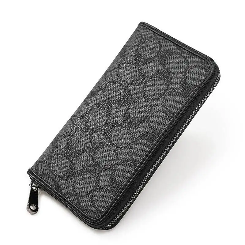2026 New Fashion Men's High Quality Pu Leather Long Wallet Mobile Phone Card Clip Coin Purse Pattern Plaid Wallet Large Capacity