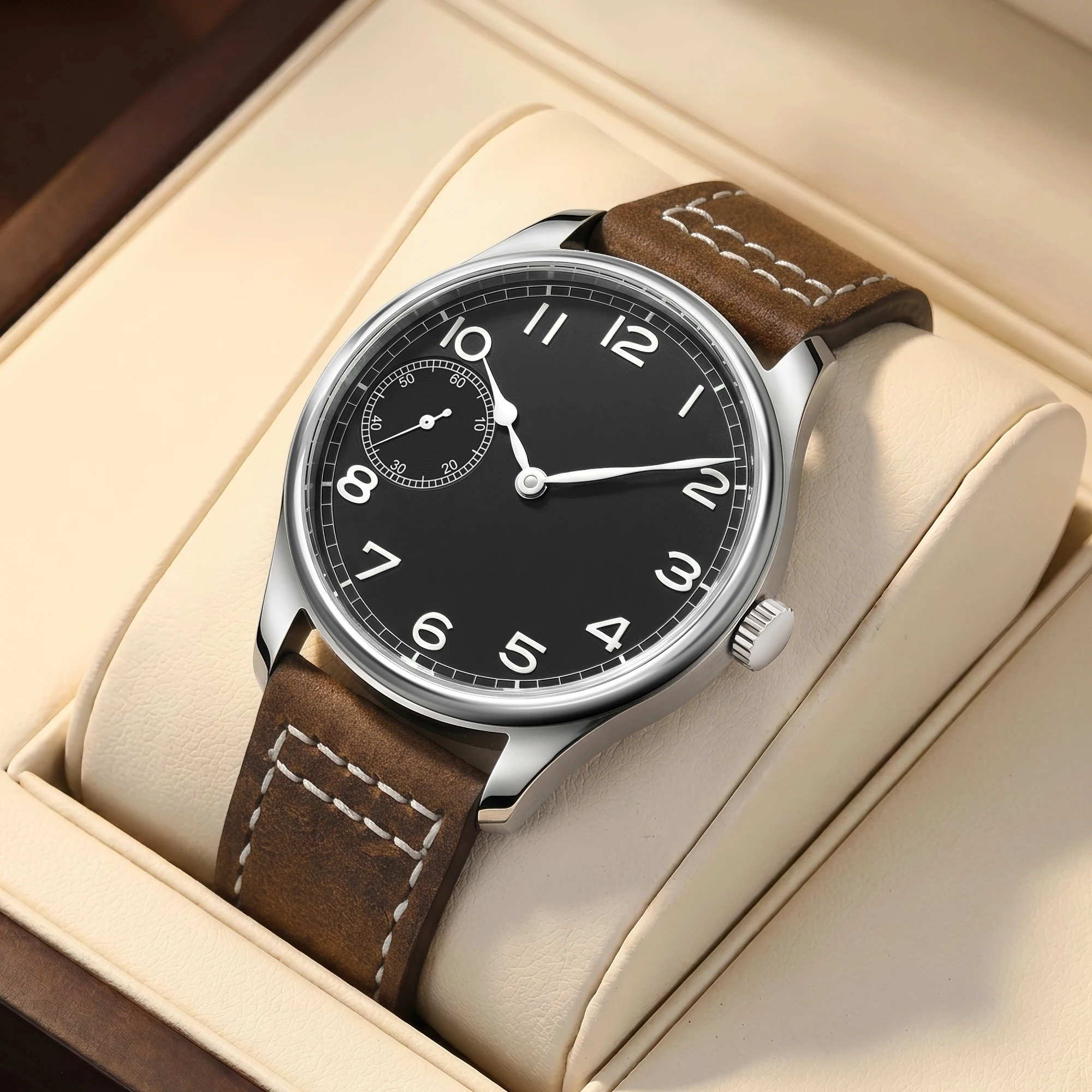 CORGEUT OFFICIAL Hot Sale 41mm Sapphire Crystal Manual Mechanical Watches for Men No Logo Sport Type 22mm Leather Band