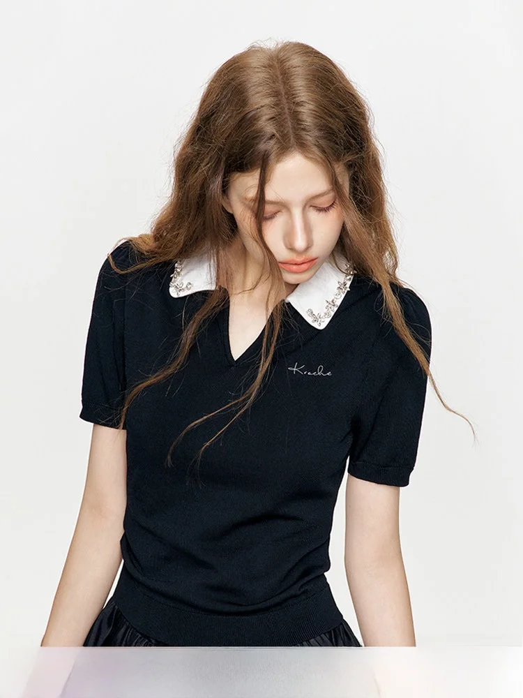 

Kroche See Star River Ne Вязаный ор Sve Slim Fit Женский модный винтажный топ из смеси клейового волокна