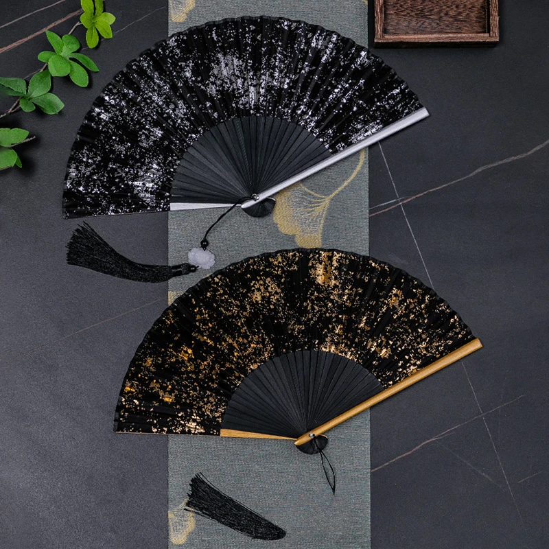 Gold and Silver Fan Ancient Style Classical and Compact Hanfu Dance Fan Easy To Open and Close with You