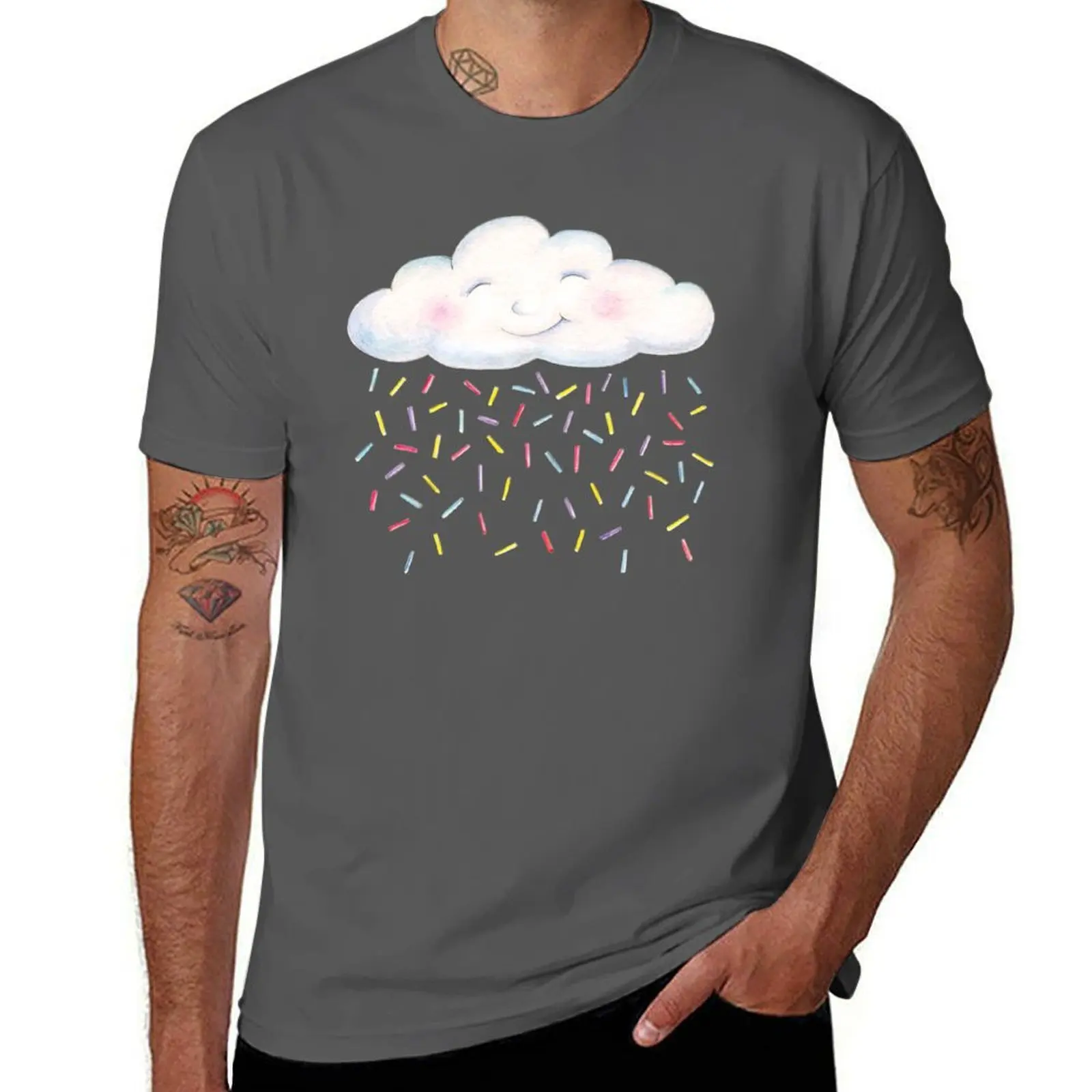 

Футболка Happy Witimsy Clouds, конфетные посыпки, незаменимая футболка, забавные футболки, темный юмор, мужские футболки для мужчин, футболка