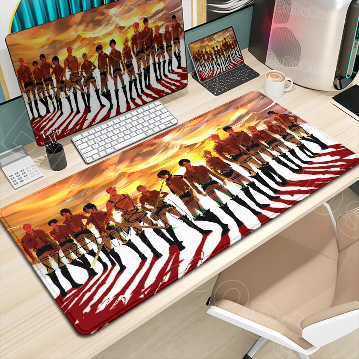 

New HD Printing Attack on Titan Anime Large Lock Edge Mouse Pad Computer Mousepad XXL Gaming Laptop Keyboard PC Mouse Mat Carpet