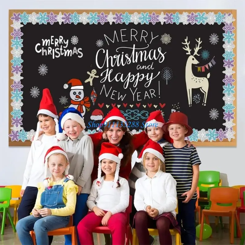 G88D 10m صدفي نشرة الحدود تقليم ندفة الثلج لوحة الإعلانات حدود الفصول الدراسية الحدود الزخرفية للسبورة البيضاء