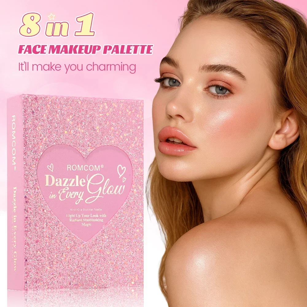 Libro magico per il trucco all-in-one da 5 pagine: kit completo con ombretto multi-ombra, fard, evidenziatore, contorno e lucidalabbra lucido