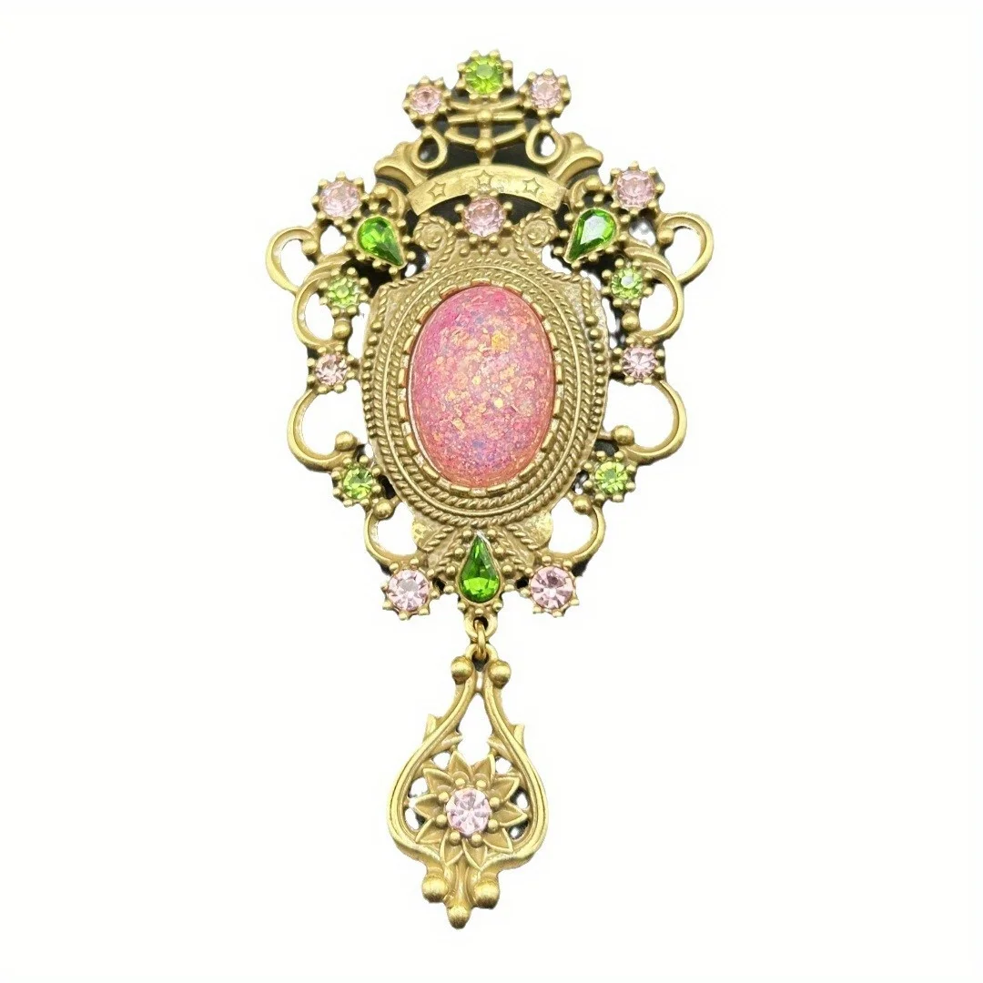 Cross-border Luxury Palace Baroque Large Gemstone Brooch Vintage Style Men\'s and Women\'s Coat Coat Brooch Accessories