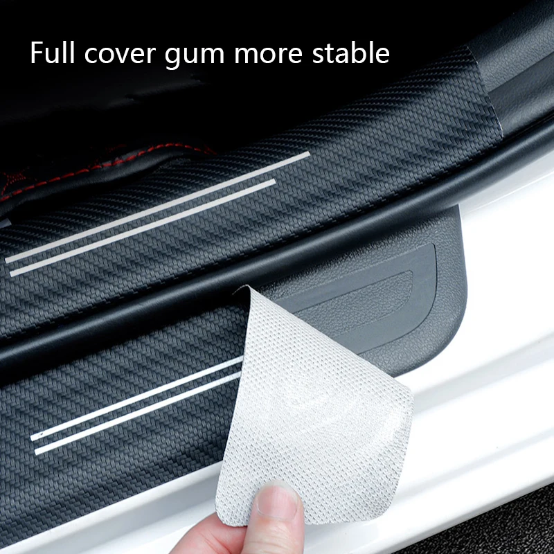 Carbon Fiber Car Door Sill Protector Stickers For Volvo XC40 Badge Rear Trunk Threshold Bumper Strips Anti-Scratch Guard Cover