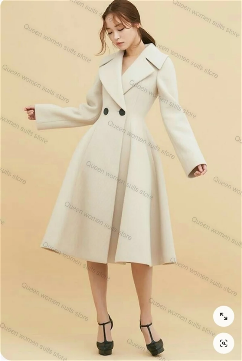 

Brown Wool Formal Women Suit 1 Piece Long Cashmere Overcoat Skirt Blazer Office Business Lady Jacket Coat Customized Prom Dress