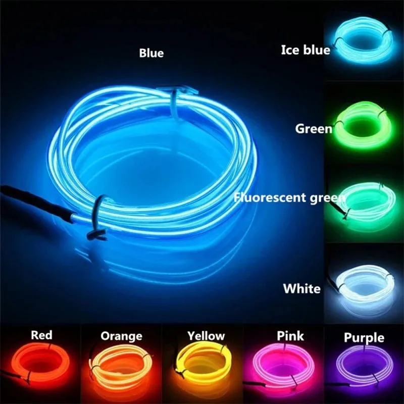 1M/2M/3M/5M/10M Car Interior Led Decorative Lamp EL Wire Neon Strip For Auto DIY Flexible Ambient Light Party Atmosphere Diode