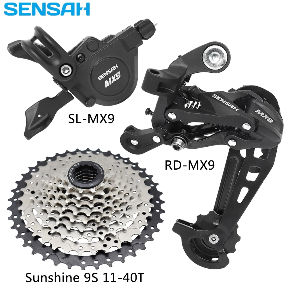 

SENSAH MX9 1X9 Speed Derailleurs Right Shifter Lever Rear Derailleur Sunshine 11-32T/36T/40T Cassette for Mountain Bike