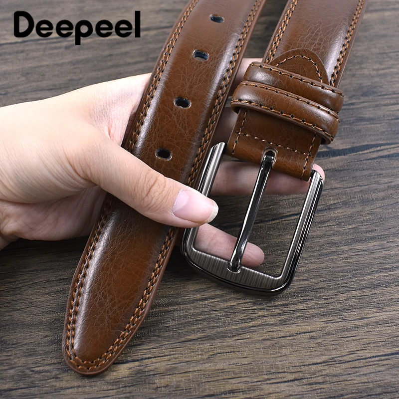 Deepeel-cinturones de cuero para hombre, 3,7x110-130cm, segunda pretina de piel de vaca, artesanía de negocios de diseñador para adultos, accesorios vaqueros