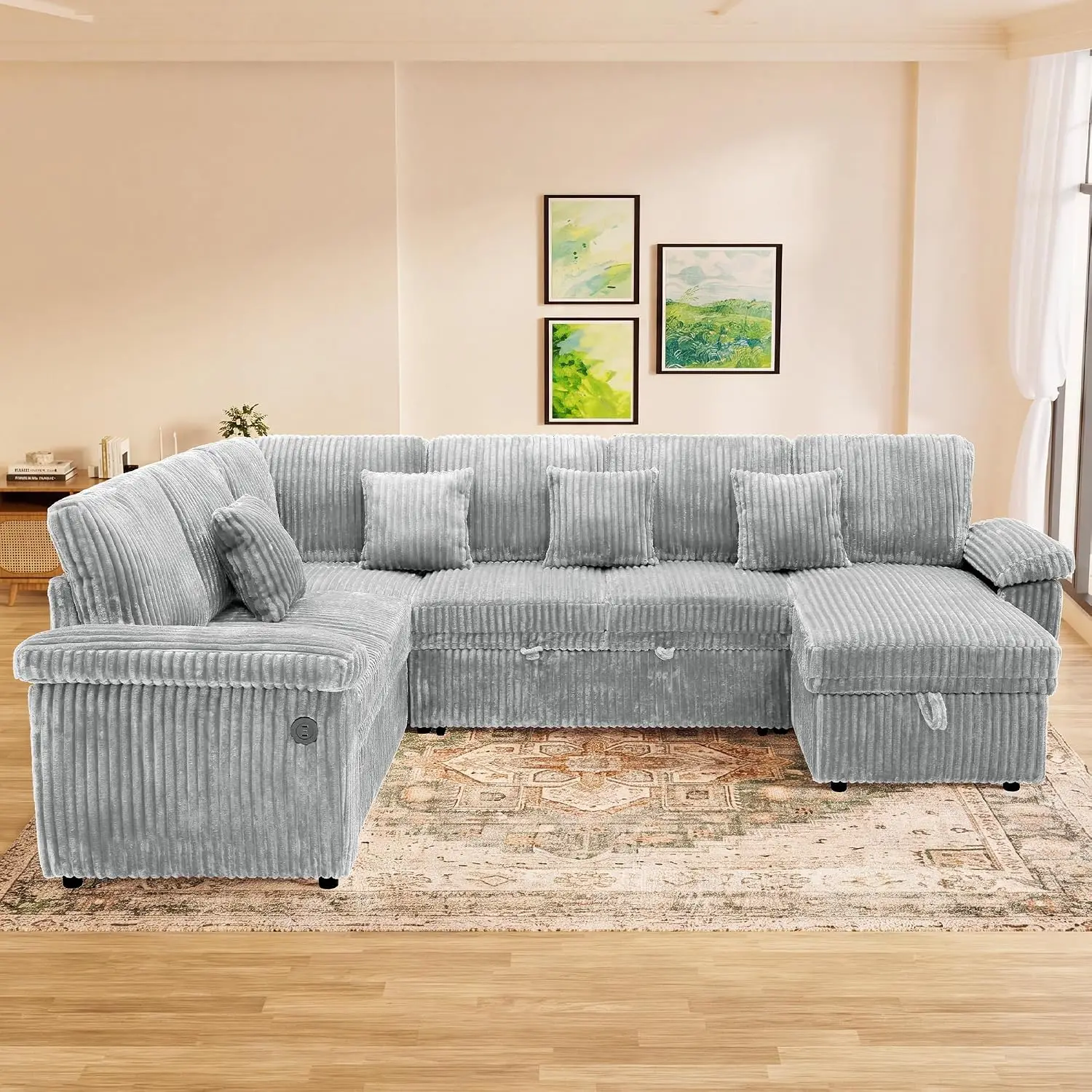 Modular Sleeper Sofa With Pull Out Bed, 104